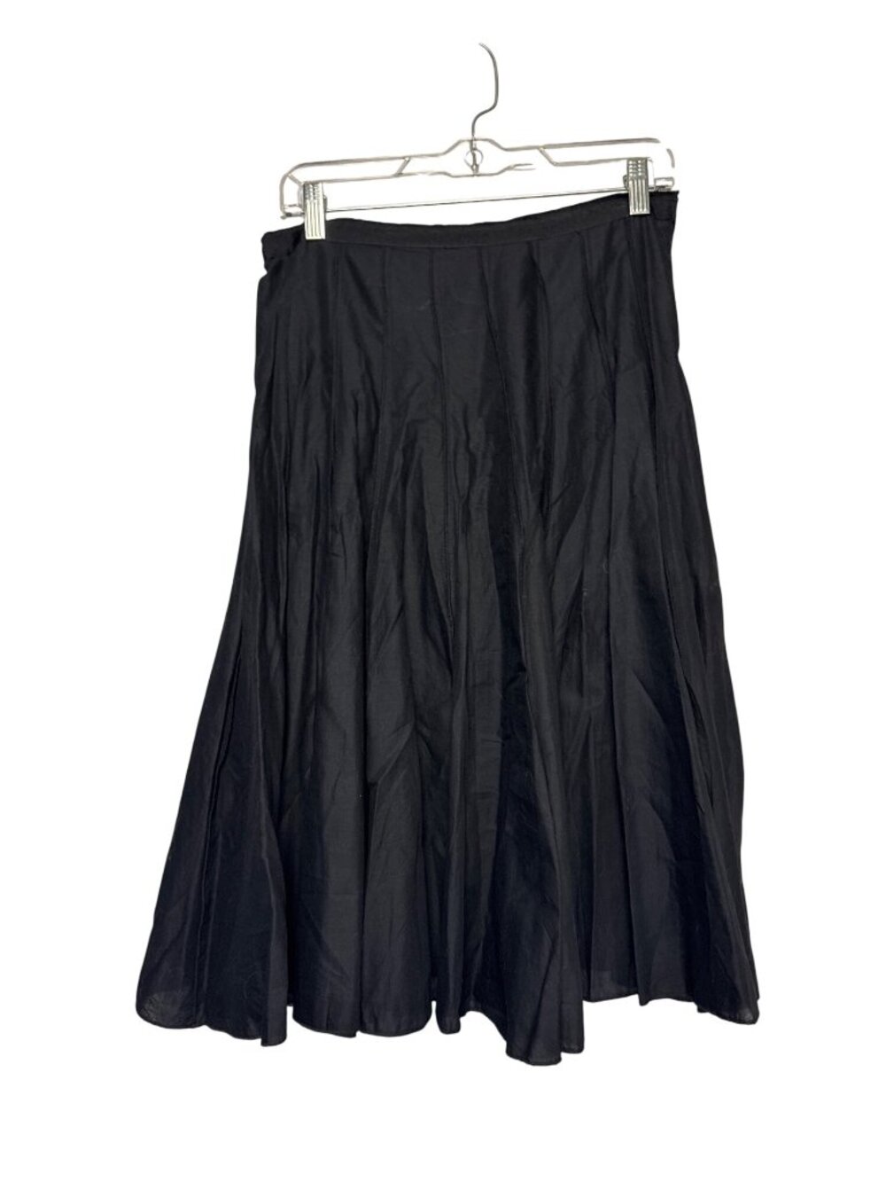 Focus Lifestyle Black Pleated Midi Skirt Size 6 Cotton Polyester Fully Lined